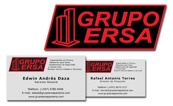 Diseño de tarjetas de presentación y logo para Grupo Ersa, Panama | Mediabros.com
